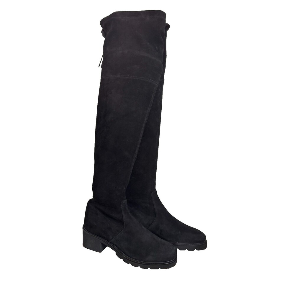 Stuart Weitzman Black Suede Over The Knee Thigh High Boots 9M Made Spain - Picture 1 of 14
